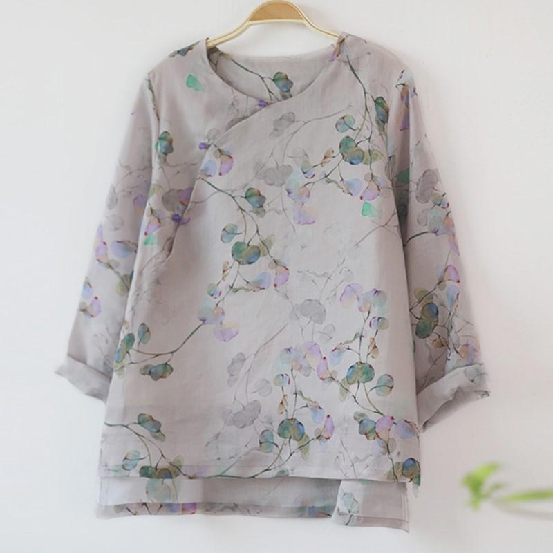 Johnature Женская весенняя нишевая рубашка с длинными рукавами и принтом в стиле ретро, ​​индивидуальная повседневная винтажная рубашка в китайском стиле