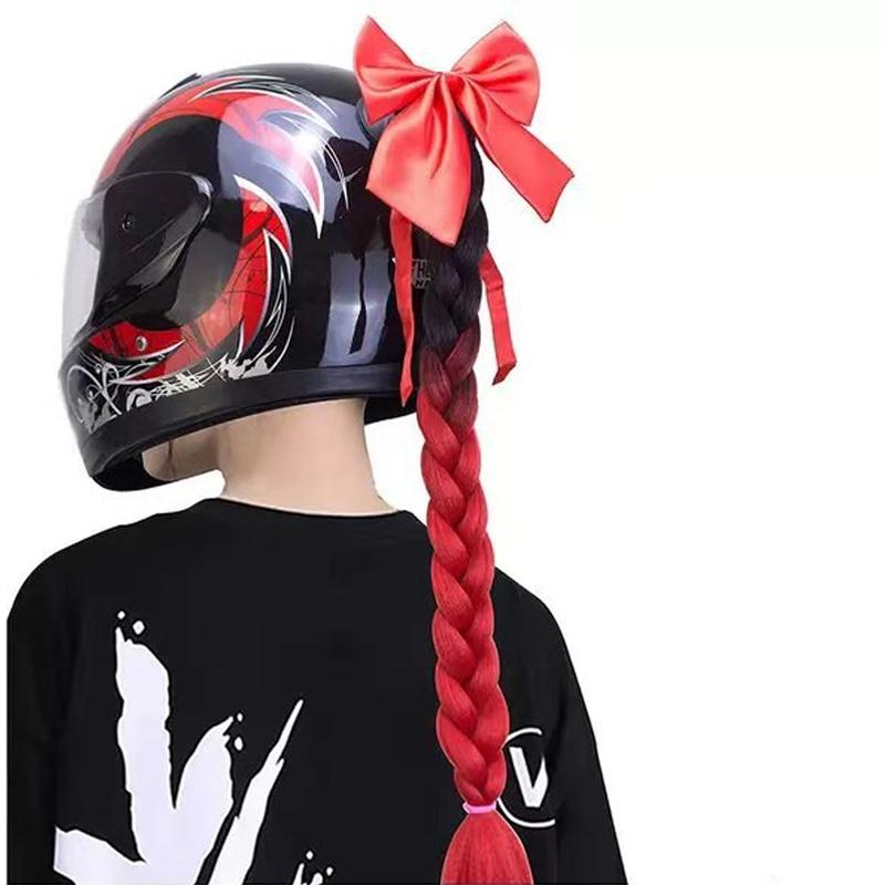 New Helmet Dirty Braids Motorcycle Woman Braids Wig Multicolor For Motorbike Helmets Decoration Punk Ponytail Headwear Universal