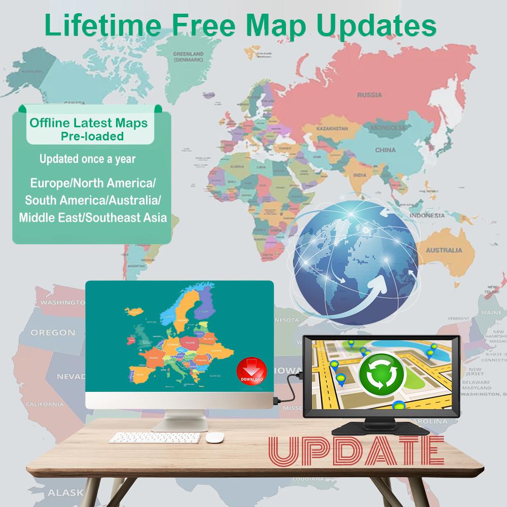 9-дюймовый GPS-навигатор для автомобиля, грузовика, аксессуары с большим экраном, инструменты HD, емкостный навигатор, 2024, бесплатное обновление, карта Европы, 8 ГБ