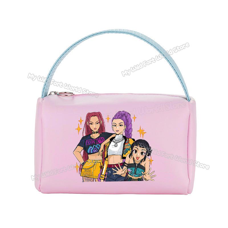 KPop Demon Hunters Handheld Make Up Bag Organizer for Women Portable Tracvel Cosmetics Handbag Waterproof Toiletry Makeup Bags