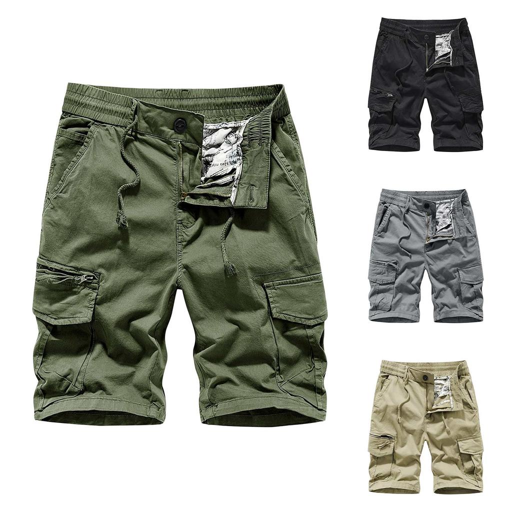 Men's Casual Color Outdoors Pocket Beach Work Trouser Cargo Shorts Pant