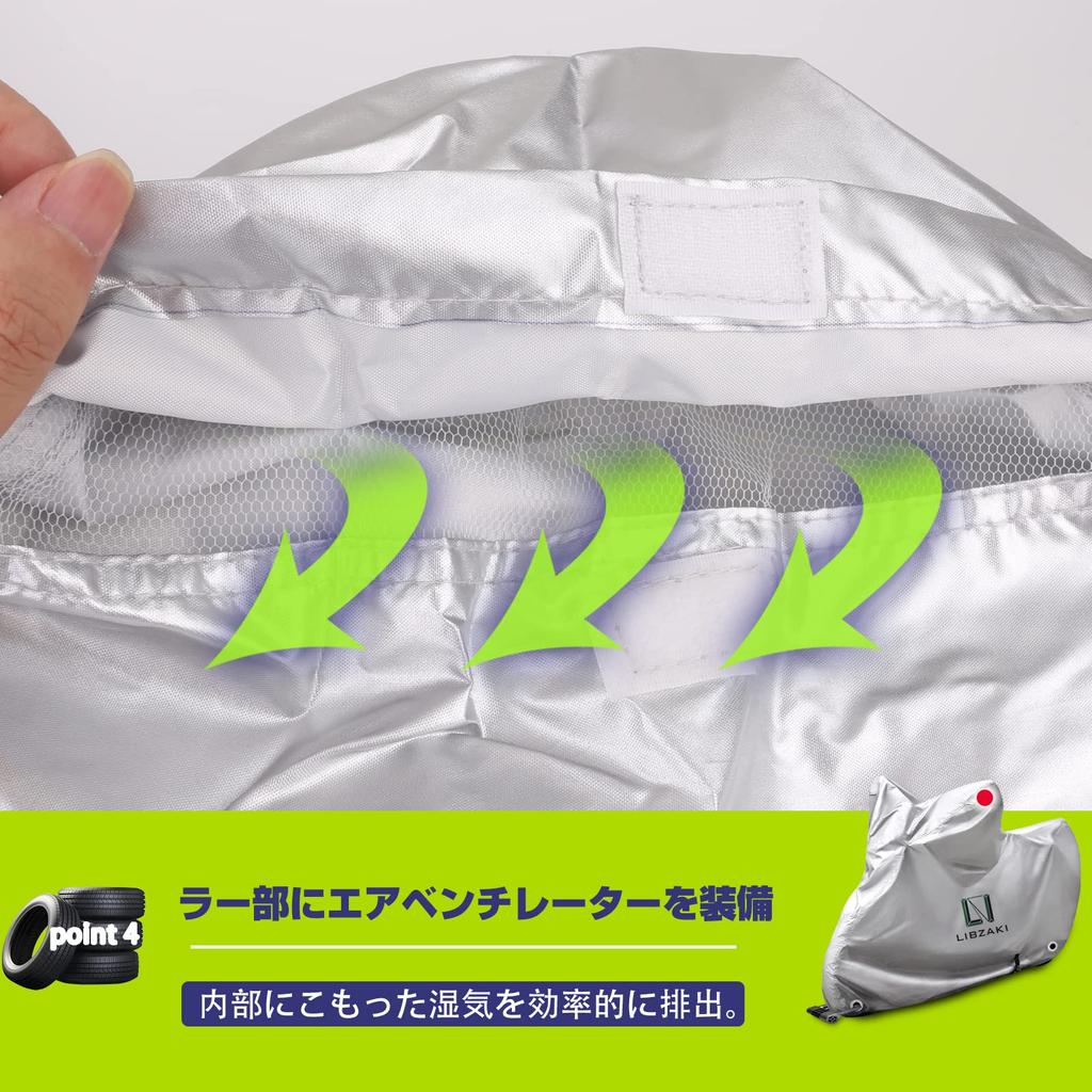 LIBZAKI [Improved Material] Motorcycle Cover with Keyhole 3L-4L Size Fits Up To 94.5 Inches