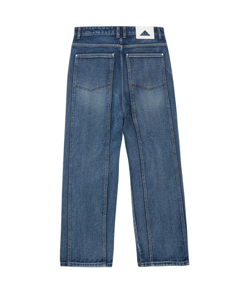 UNGIMMICK Pocket Cut Wide Denim Pants (Blue)