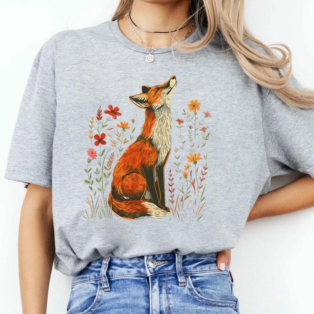 Винтажная рубашка с полевыми цветами и лисой Comfort Shirts Light Academia Cottagecore Forestcore причудливая рубашка повседневная повседневный топ Y2K уличная одежда