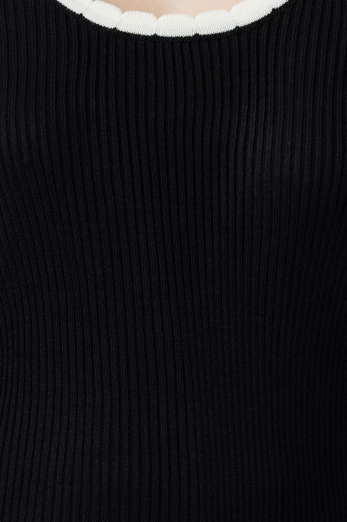 Women's Elegance Style Sweater Black Thin Color Block Knitwear Sweater