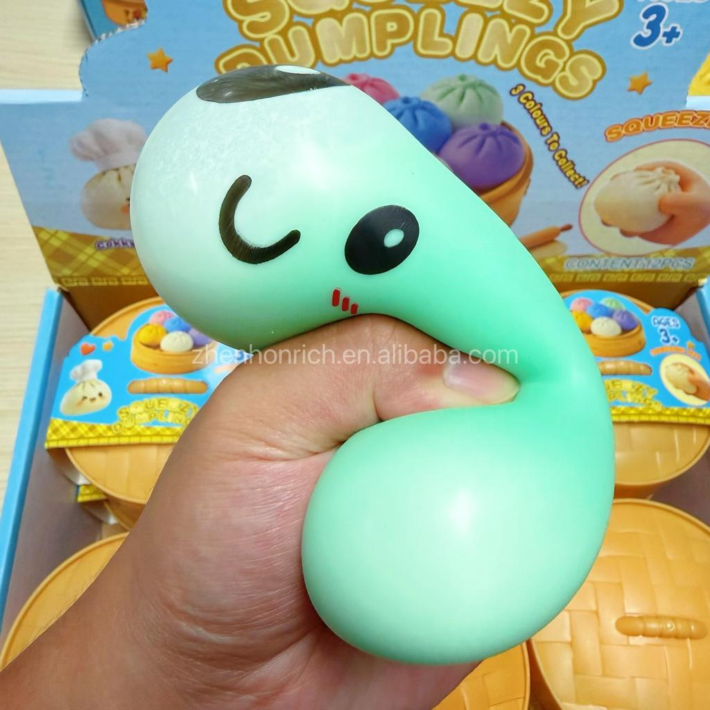 2026 Rainbow Dumplings Squishy Stress Relieving Toy Food-shaped Novelty Taba Flour Dumpling Squeeze Fidget Toys
