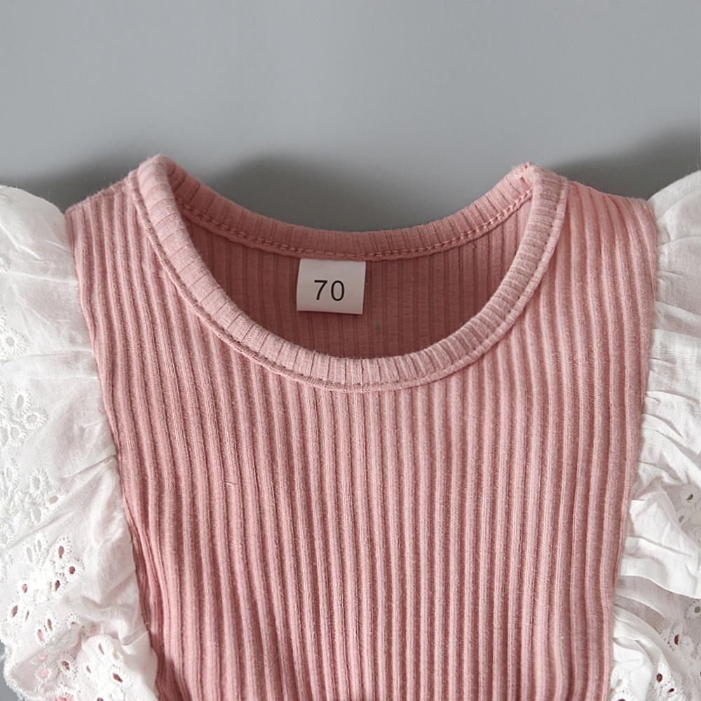 Комбинезон с кружевными рукавами для новорожденных девочек, комбинезон, одежда для детей 0–24 месяцев