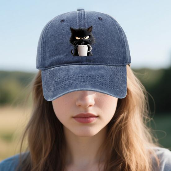 Бейсболка с кошачьим узором, регулируемый солнцезащитный козырек, изогнутые поля, солнцезащитная шляпа, унисекс, хип-хоп, повседневный стиль, выстиранная кофейная кепка