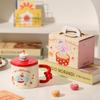 Cartoon Ceramic Cup with Lid High Value Mug Cute Girl Heart Water Cup Souvenir Gift Cup Student Drinking Water Cup