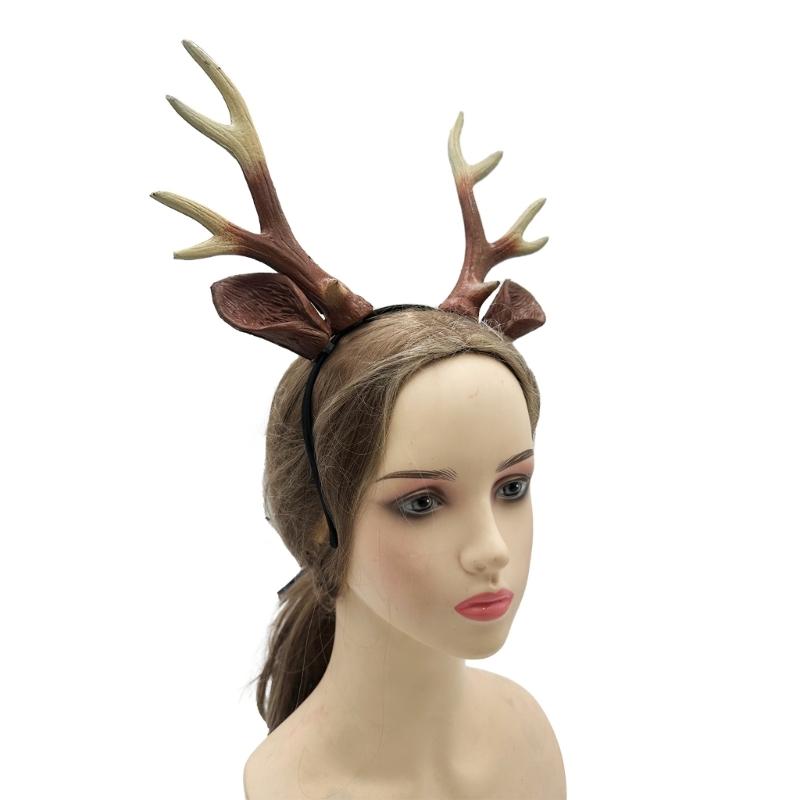 Realistic Deer Antler Hairband Reindeer Antlers Headband Animal Deer Ears Hairband Christmas Halloween Cosplay Costume