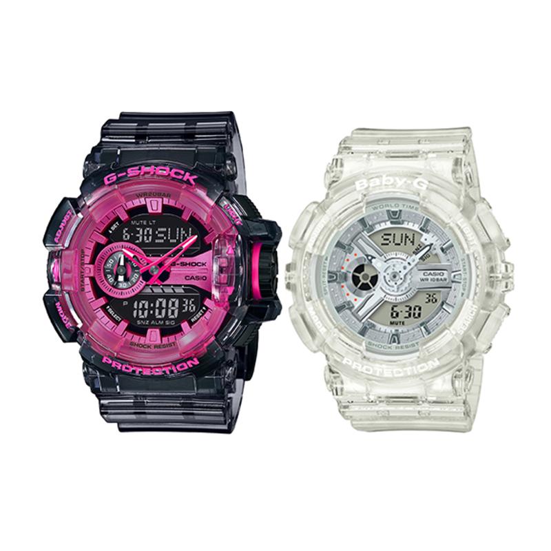 Casio Часы серия-GABA серия кварцевый механизм ремешок из смолы японские и корейские часы для мужчин и женщин белый циферблат GA-400SK-1A4PRS&BA-110CR-7A