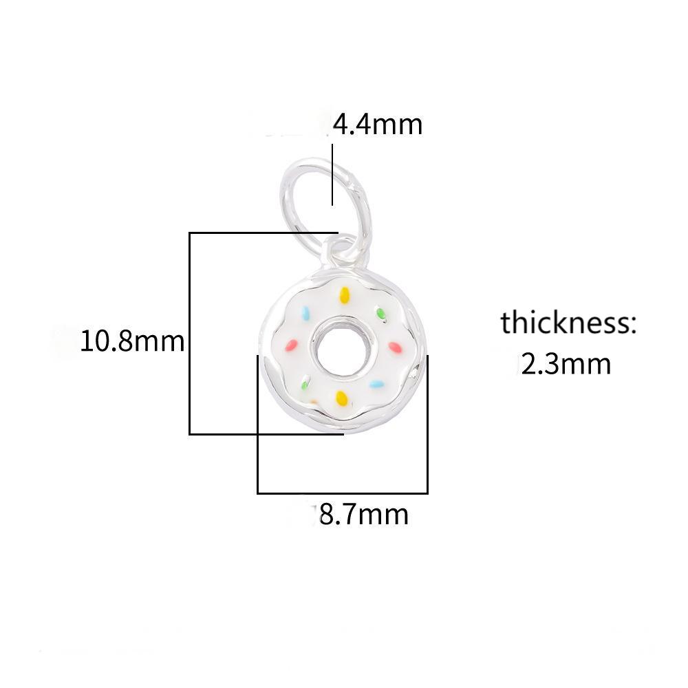 D321 Enamel Holiday Fun Charm 925 Sterling Silver DIY Pendant Pure Silver Donut Shape Charms Diy