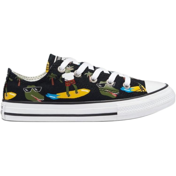 Converse Chuck Taylor All Star Canvas Удобные Универсальные Прочные Низкие Кеды из Канваса для Детей Детские кеды Черный Зеленый Желтый 671293C