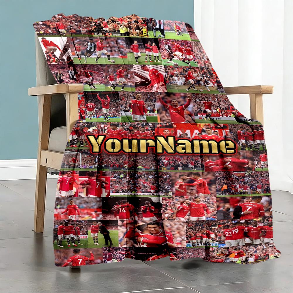 Manchester Customize Text Blanket Lightweight Customizable Blanket Durable Comfort Throw For Livingroom Office Chair Picnics Home Decor
