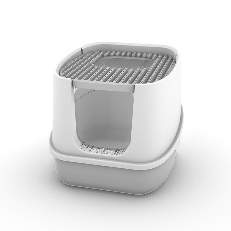 Очень большой, полностью закрытый, легкоочищаемый кошачий туалет с дезодорирующими и съемными функциями, в комплект входит совок для мусора