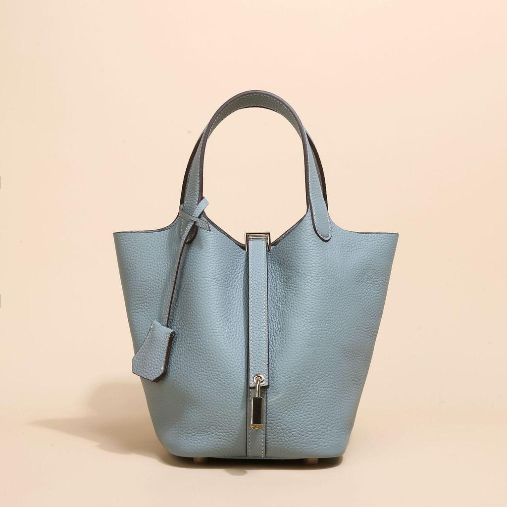 2024 Женская сумка-ведро из натуральной кожи с узором личи - Осенне-зимняя сумка-корзина для овощей