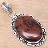 Подвеска из красного дерева, обсидиана, драгоценного камня, ручная работа, старинное серебряное украшение 2,25 дюйма