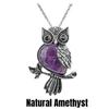 Подарки в виде совы, ожерелье с совой, целебные хрустальные камни, аметист, розовый кварц, кулон, ожерелье для женщин и мужчин