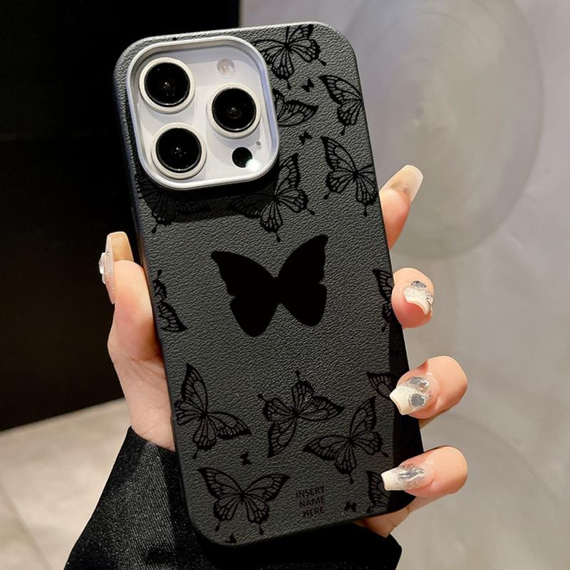 Силиконовый чехол с текстурой кожи для iPhone 16 16e 15 Pro Max 14 13 12 11 Противоударный Магнитный Мягкий Чехол-накладка с бабочкой