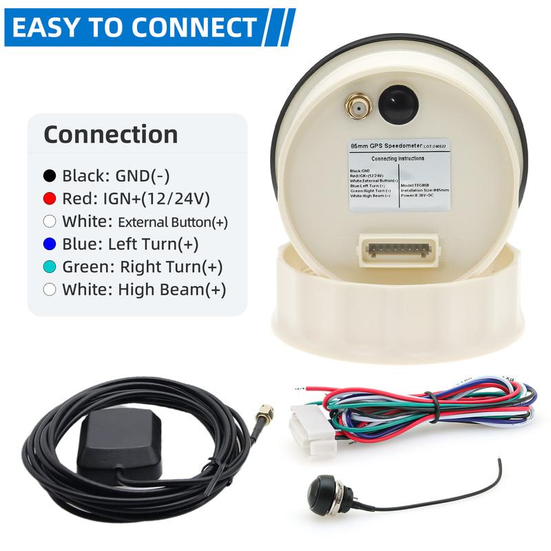 85mm Digital GPS Speedometer For Car Truck Boat Motorcycle Speed Gauge with GPS Antenna Odometer Trip KMH MPH Compass Gauge