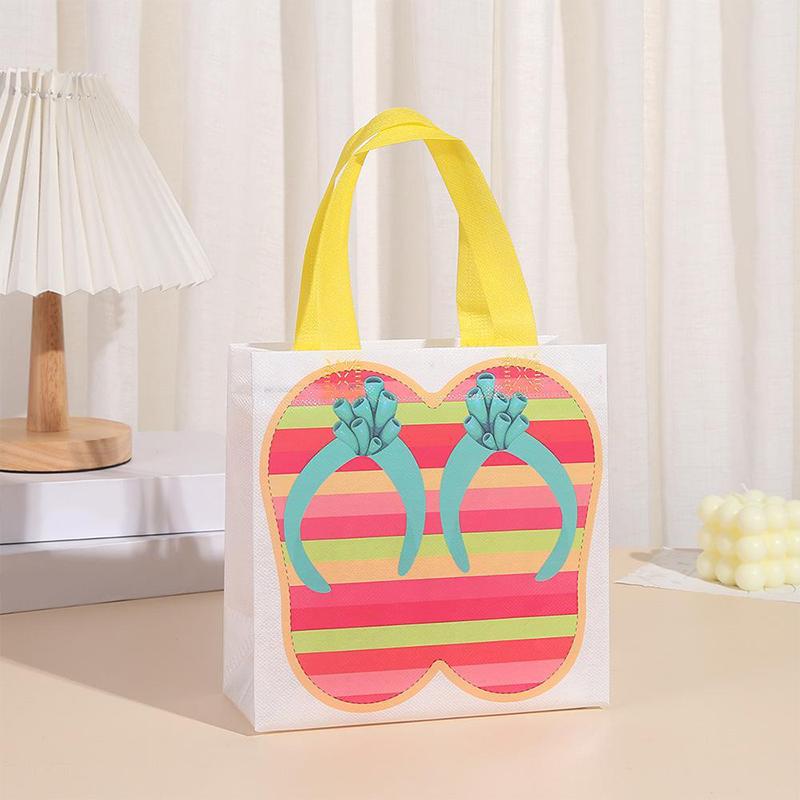 12Pcs Gift Bag Beach Non-Woven Tote Bag Flip Flop Pattern Tote Bag Gift Beach Waterproof Tote Bag Waterproof Multicolor