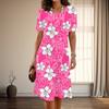Women's Fashion Graceful Flower Print Summer Spring Short Sleeve O-Neck Casual Dresses