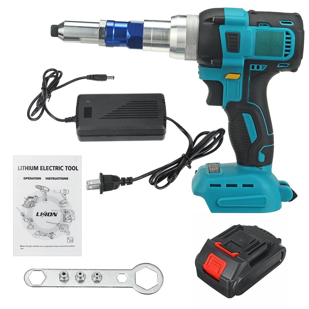 10000N щеточный электрический пистолет для заклепок, беспроводной пистолет для заклепок, гайка, дрель, клепальный инструмент, отвертка 2,4-5 мм для батареи Makita 18 В