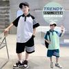 Children's wear boys' summer short sleeved set 2026 new style, medium and large children's summer sports thin style, summer style cool and fashionable