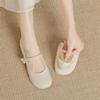 Soft Leather Mary Jane Single Shoes Women's Summer New Pearl Shallow Mouth Comfortable Gentle Wind Flat Grandma Shoes