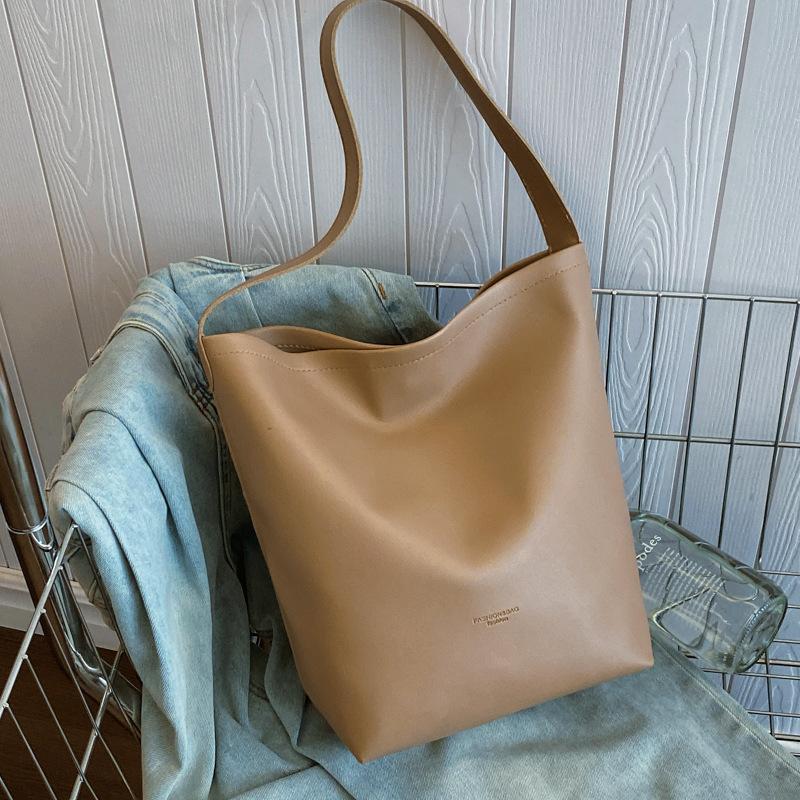 Однотонная сумка-тоут, высокая стоимость, большая вместимость, универсальная сумка через плечо, женская сумка-ведро, повседневная, простая