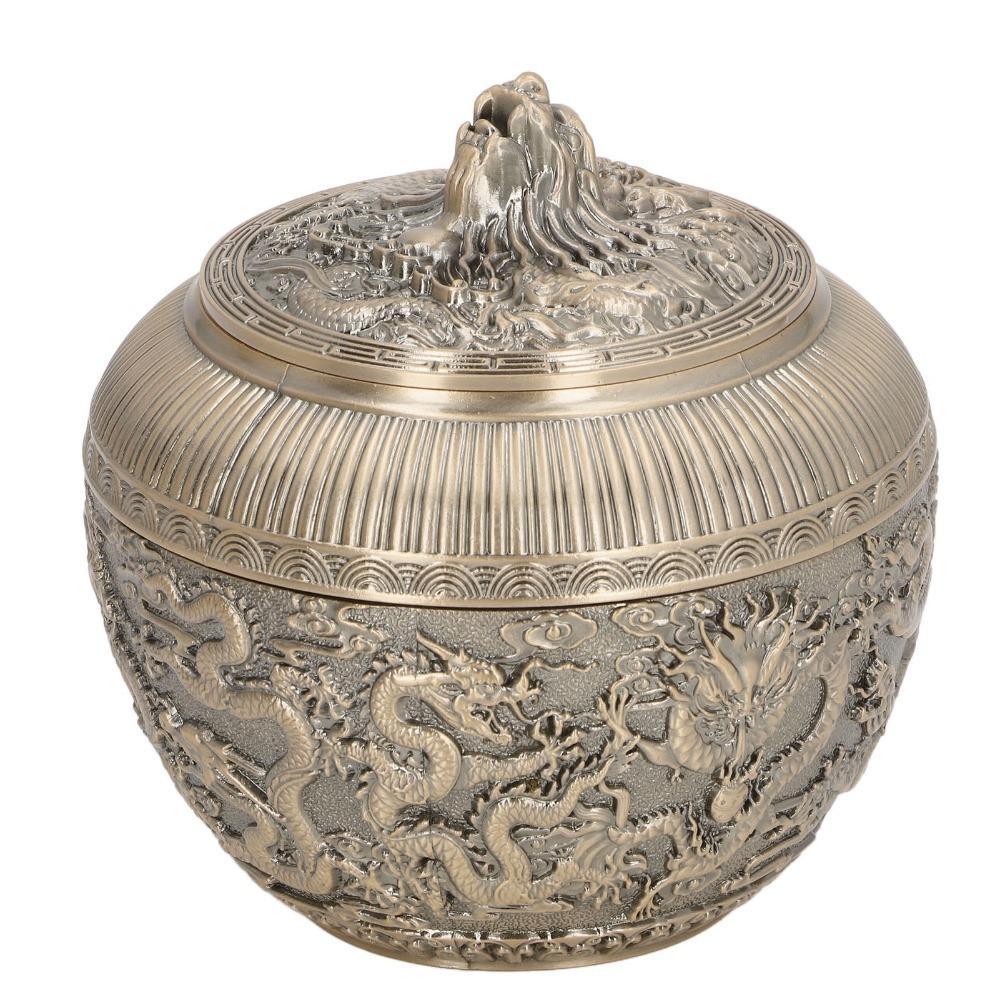 Airtight Lid Loose Tea Storage Container Bronze Metal Tea Canister  For Kitchen Cabinet