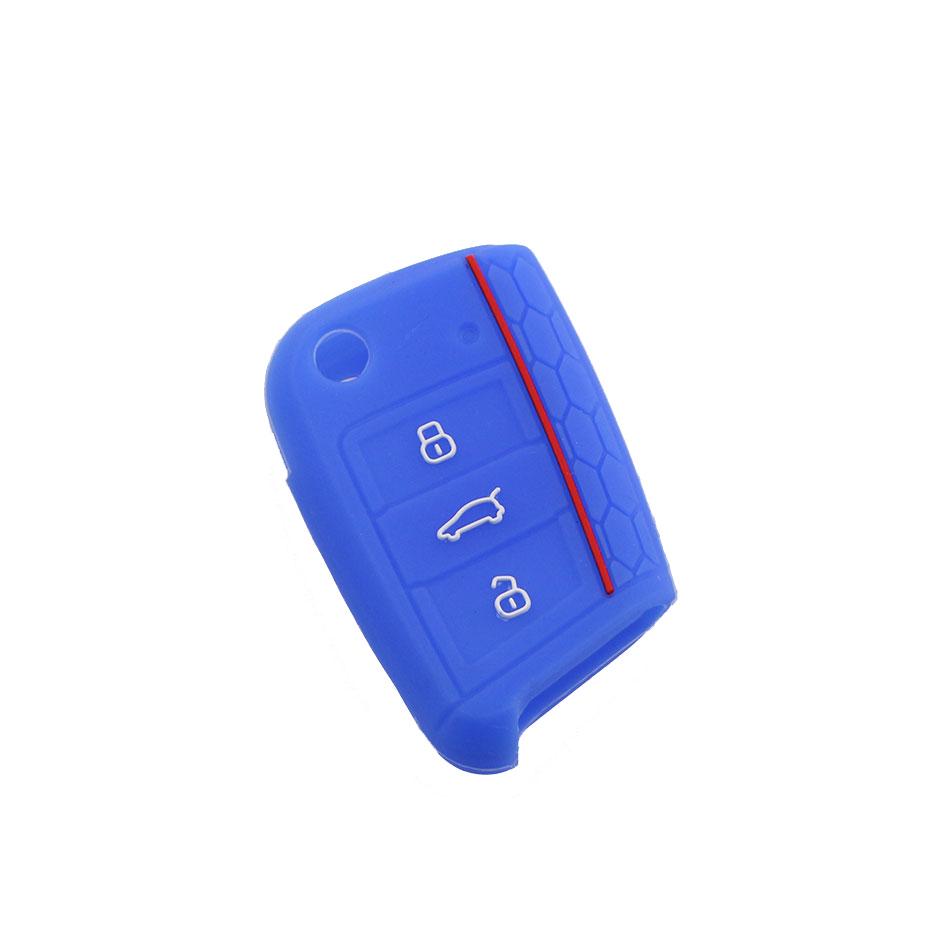 Car Key Case for VW Volkswagen Golf 7 MK7 3 Buttons Flip Folding Remote Key Fob for Seat for Skoda Silicone Cover Shell Fob