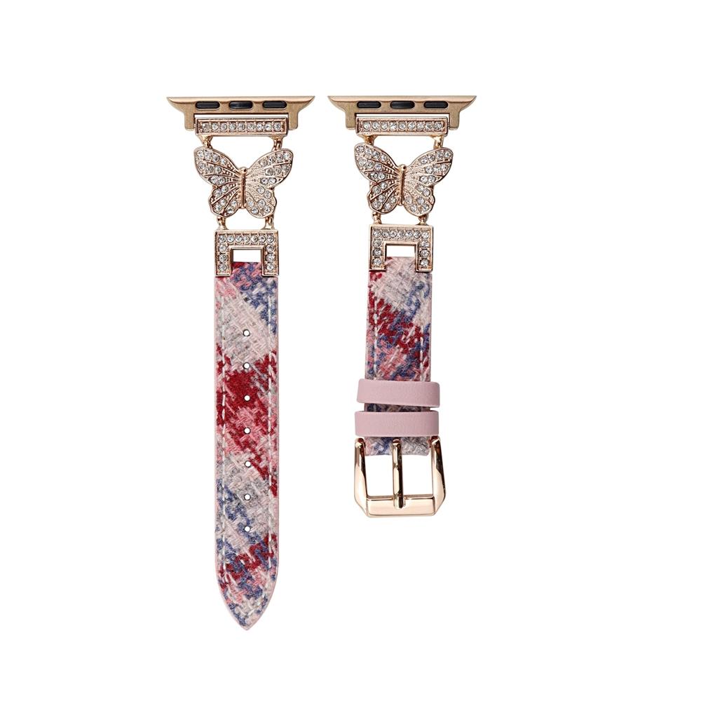 Кожаный ремешок с бабочкой для Apple Watch Series 9, 8, 7, 6, 5, 4, 3, 2 Se, ремешок для часов IWatch Ultra, браслет 41 мм, 45 мм, 40, 44 мм, 38, 42 мм