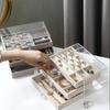 Прозрачная акриловая шкатулка для драгоценностей, органайзер, дисплей, шкатулка для драгоценностей, трехслойное хранение, пыленепроницаемые многофункциональные витрины, упаковка