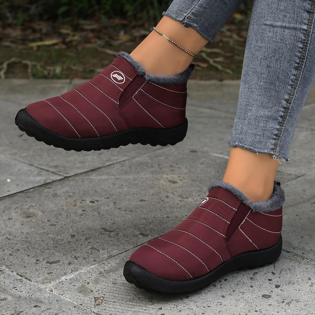 Очень теплые зимние ботинки большого размера 48 - Нескользящая толстая подошва, Зимние ботинки с круглым носком, Минималистичный дизайн однотонного цвета для походных ботинок для улицы