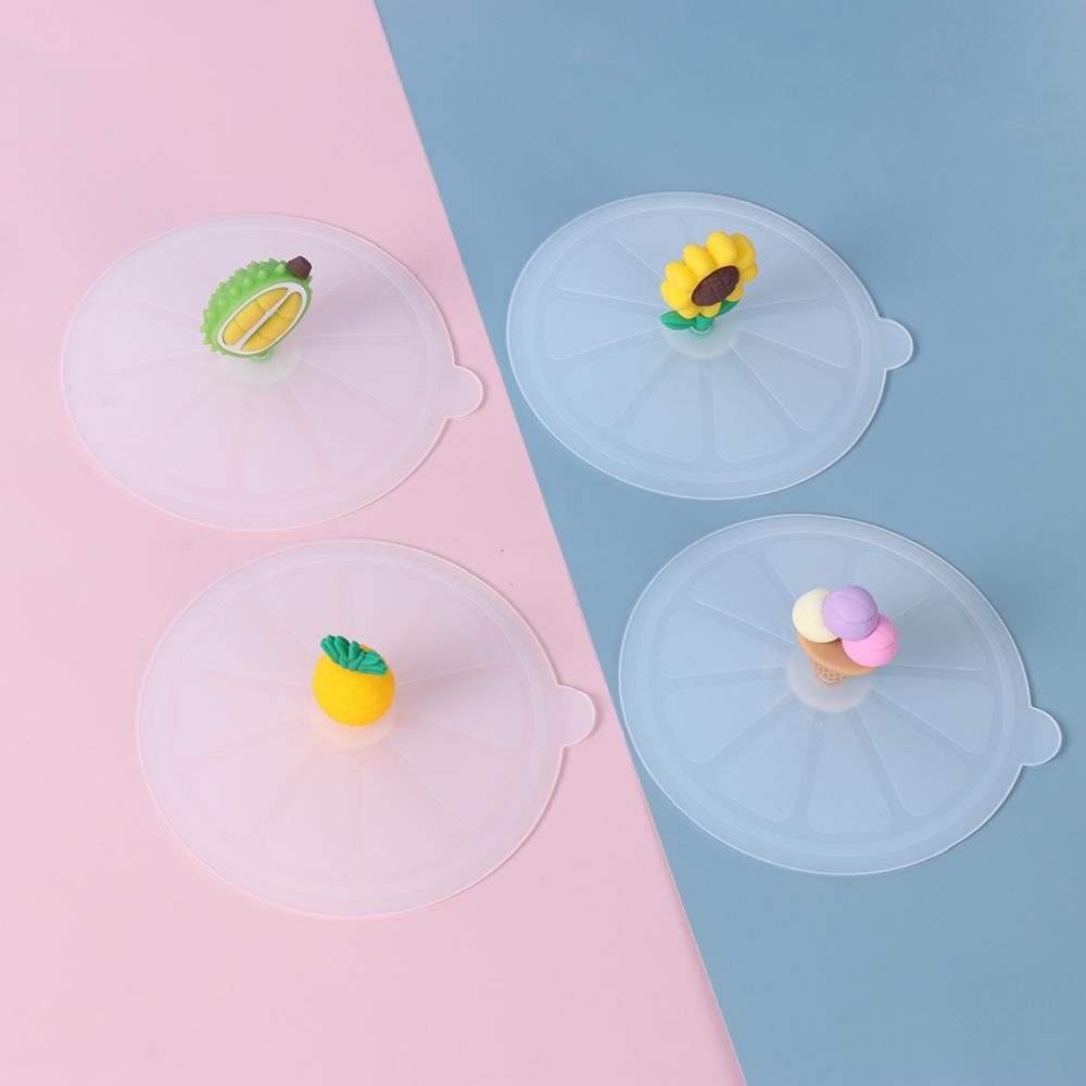 Cute Tea Coffee Lids Reusable Silicone Cup Cover Leakproof Dustproof Suction Cup Cover