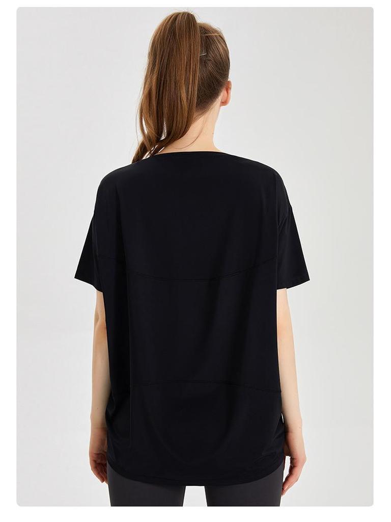 LAHN Женский спортивный топ из ледяного шелка, быстросохнущий, с защитой от солнца, свободный, облегающий, с коротким рукавом