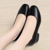 Single Shoes Women's Soft Leather Round Head Thick Heel Medium Heel Professional Women's Shoes Black Work Comfortable Women's Soft Sole  Shoes