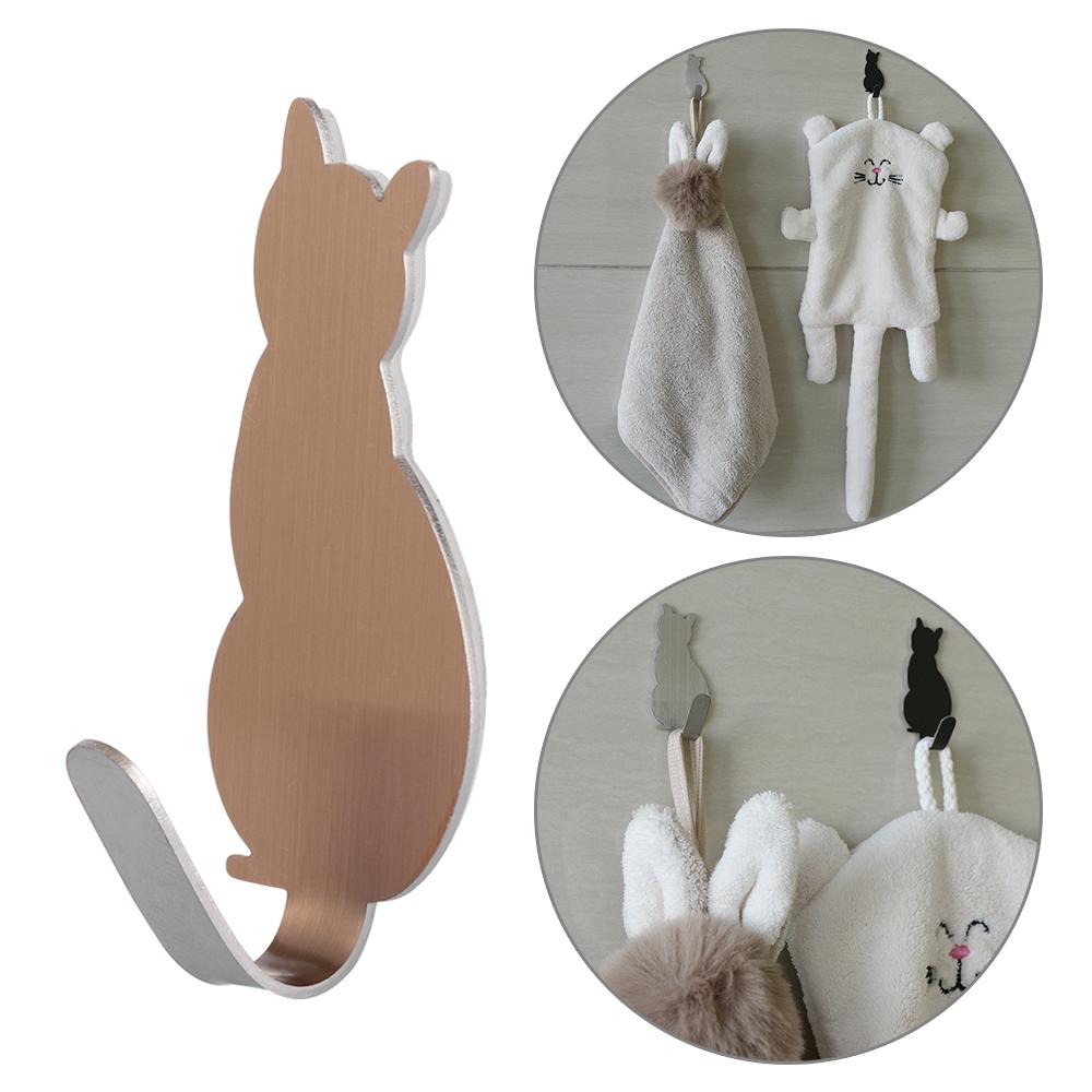 2 шт. Настенные наклейки Кухонный держатель для хранения в ванной комнате Вешалка Полотенцесушители Крючки с кошачьим узором