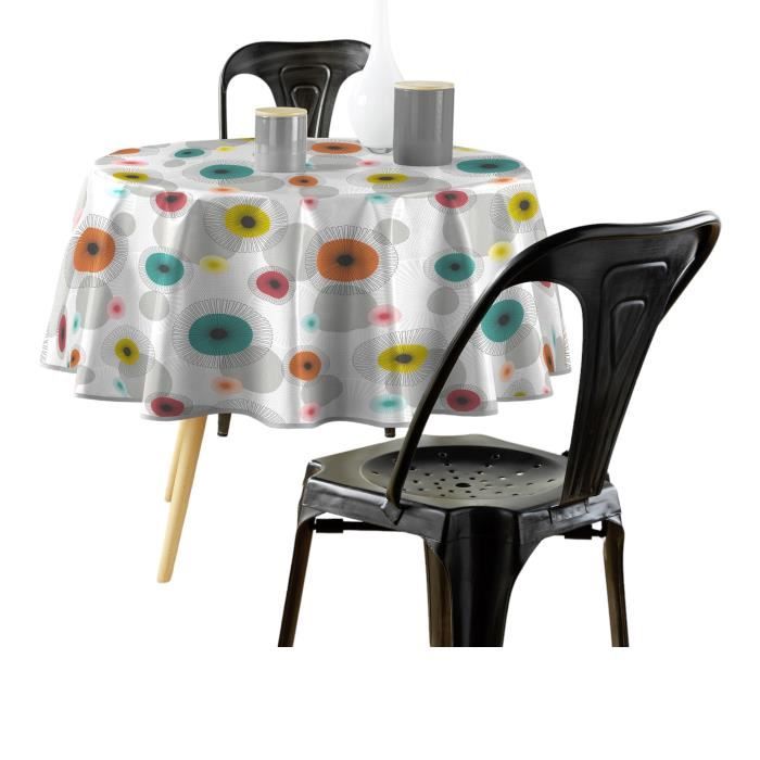 Nappe ronde - Feria - 160 cm - 100% PVC - Multicouleur - Facile d'entretien