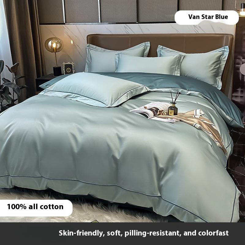 Four-piece Set of Pure Cotton Bedding Light Luxury Skin-friendly and Breathable Washed Sheets Quilt Covers Pillowcases