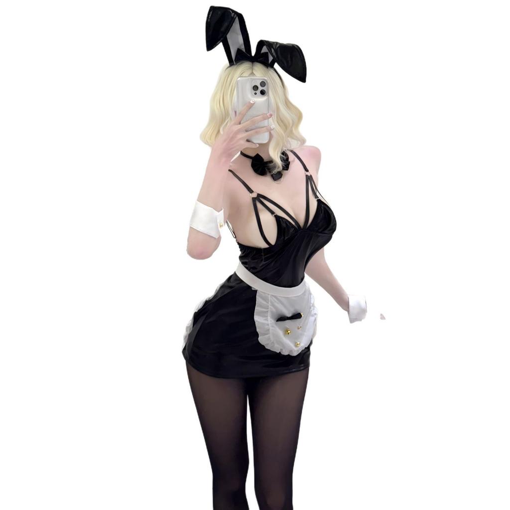 Sex lingerie sexy bunny cosplay uniform seduction suit patent leather exposed pajamas qqny woman