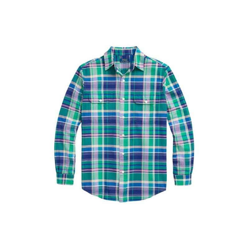 Ralph Lauren SS24 Plaid Point Collar Single Breasted Long Sleeve Shirt Men Multi Color MNPOWOV16823328-999