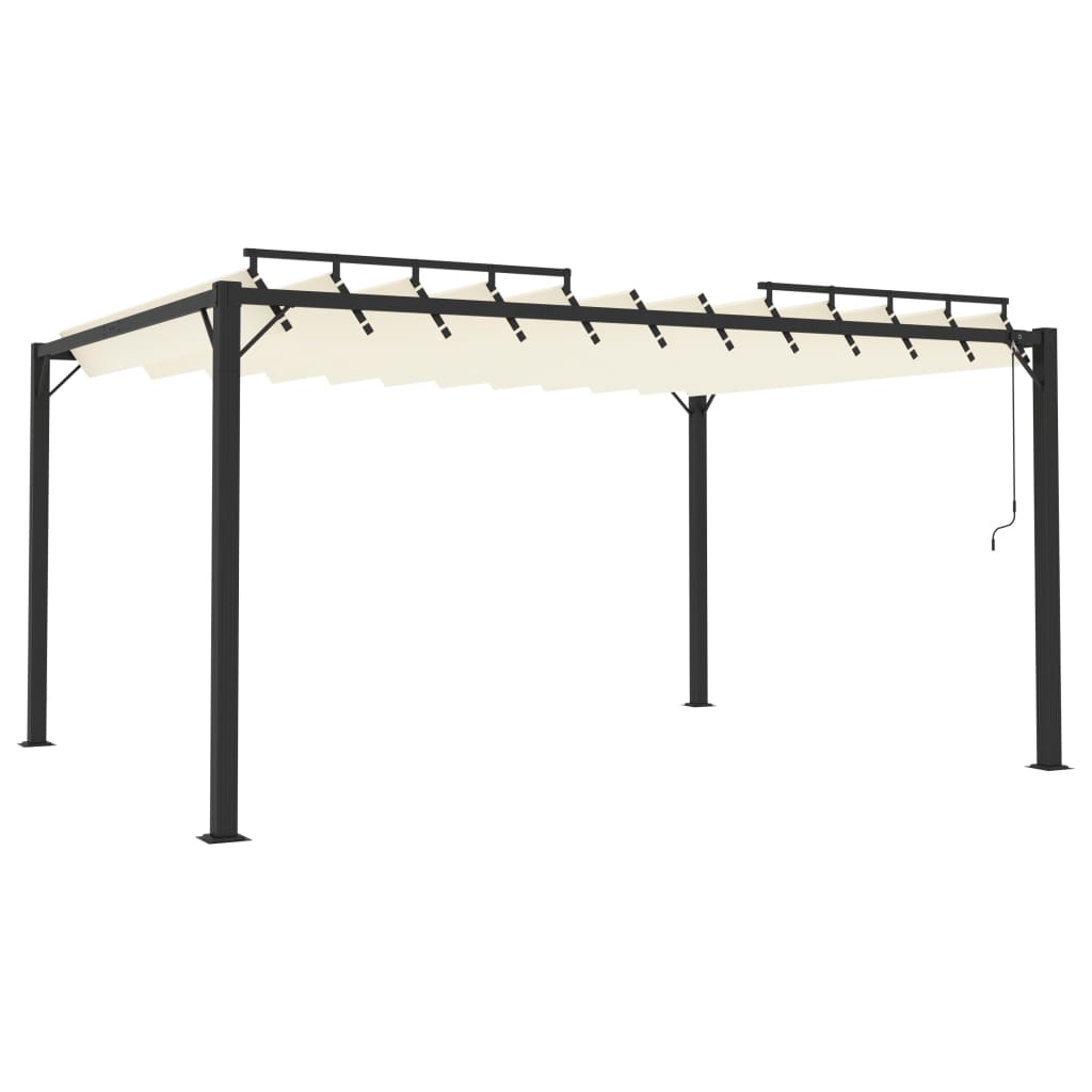 Pergola with Adjustable Louvered Roof 3 x 4 m Cream Fabric and Aluminum