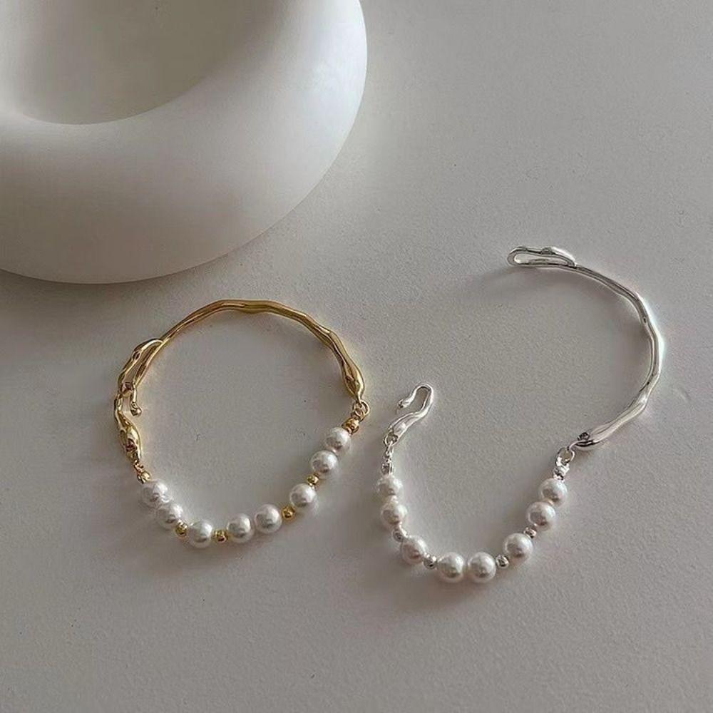 Girl Gift Baroque Irregular Liquid Metal Pearls Bracelet Women Bracelet Copper Korean Style Jewelry
