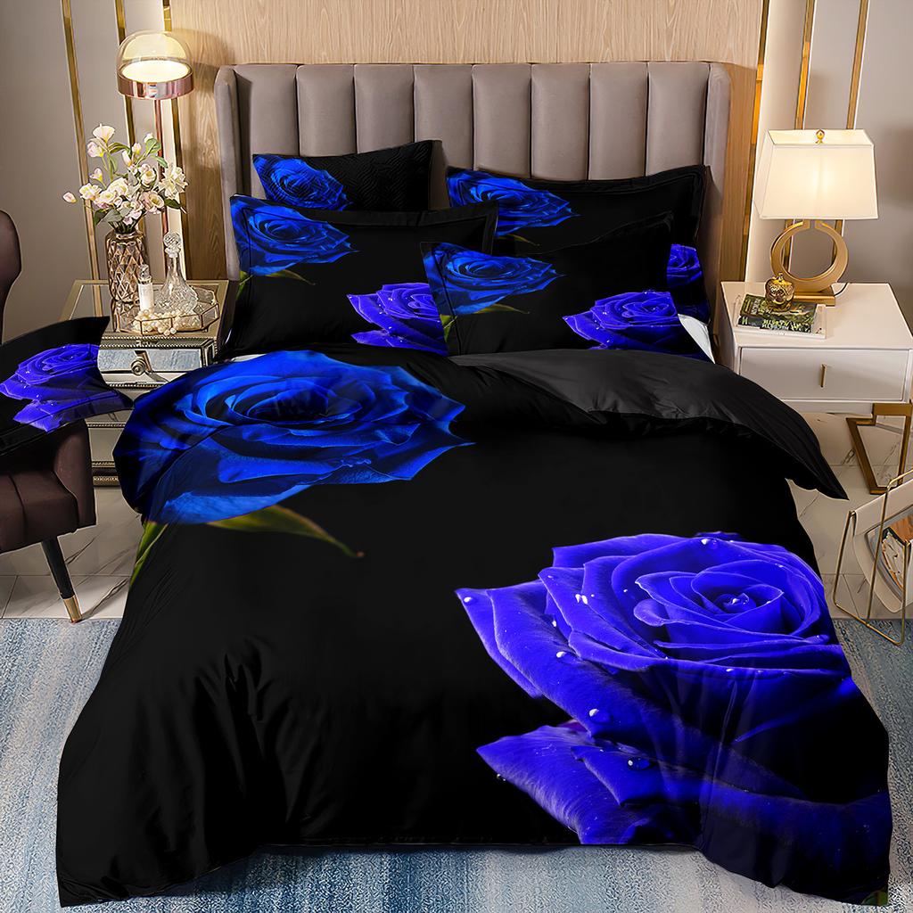 Красная Роза 3D Цветочный Пододеяльник Комплект постельного белья Цветочное Постельное Белье Двуспальная Простыня Одеяло Летнее Одеяло Королевский Размер