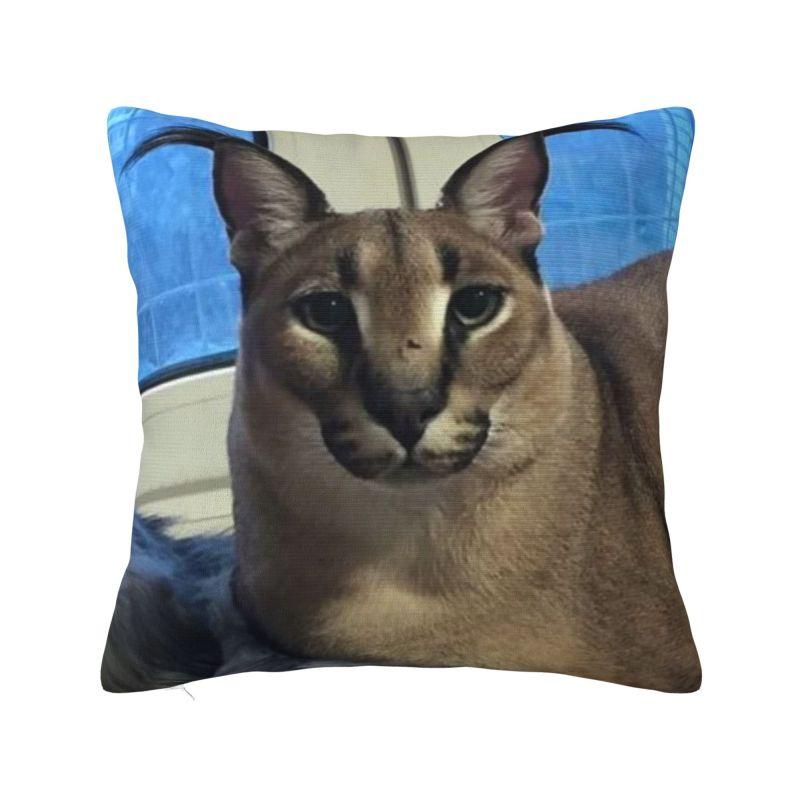 Big Floppa Funny Meme Cushion Cover Caracal Cat Velvet Modern Pillow Case Home Decoration