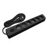 SELDUR G6FA32S Power Strip, 6 Type E Sockets + Indicator Switch, Black, 3m Cable