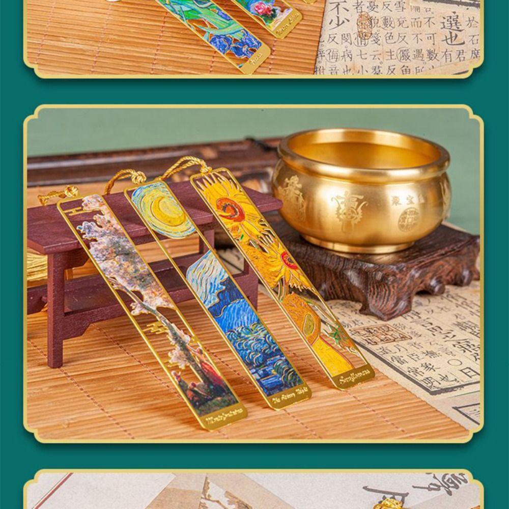 Oil Painting Metal Bookmark Student Gift Pagination Mark Creative Reading Book Clip