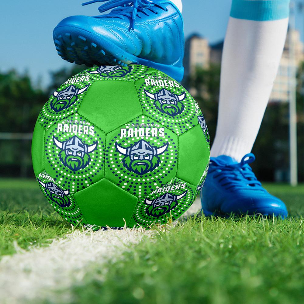 Canberra Raiders Indoor Soccer Ball Colorful All Ages Size 5 Machine Stitched PVC Competition Ready Durable High-Bounce